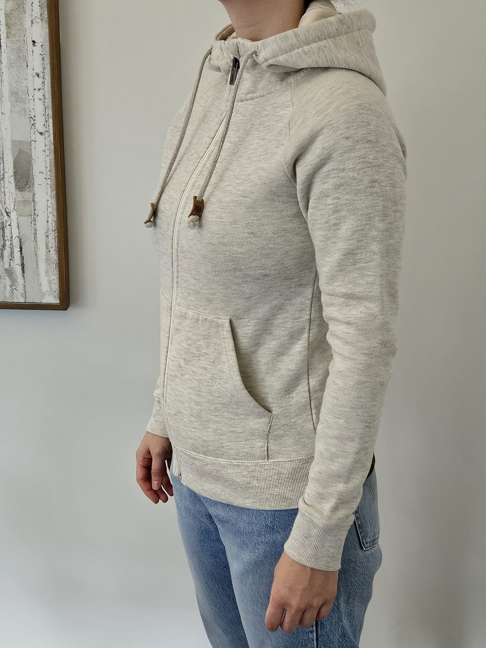 Tentree XS Light Heather Cream Zip Hoodie Sweater for Women
